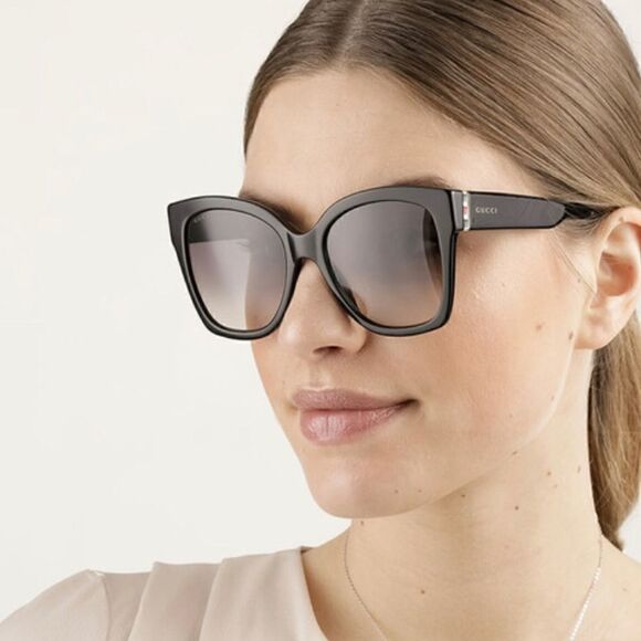 BRAND NEW GUCCI GG0459S 001 Black/Gold/Grey Women Sunglasses - Picture 7 of 13